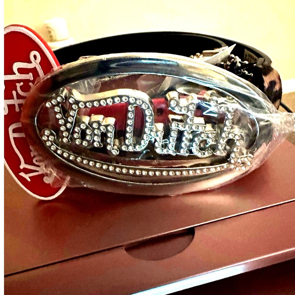 *NWT* Von Dutch Leopard Belt w/ Bling Silver Buckle - Small